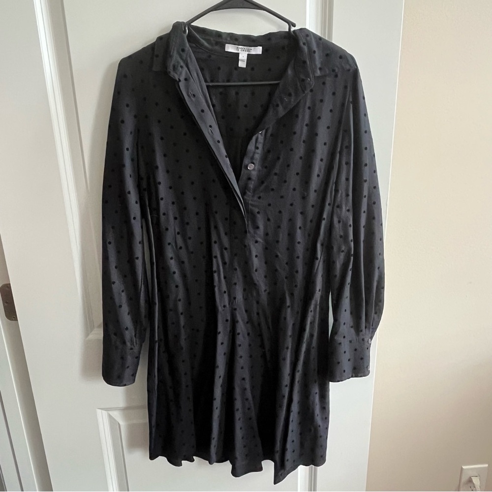 Derek Lam 10 Crosby Long Sleeve Popover Mini Shirt Dress Polkadot